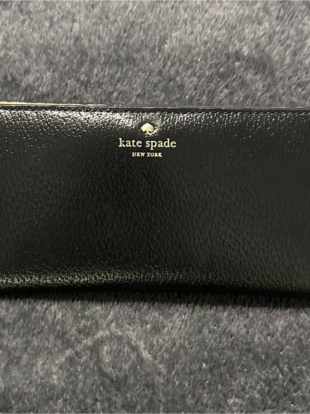 Kate Spade Black Leather continental wallet with gold logo